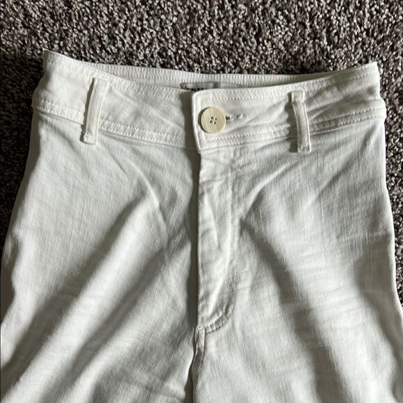 Zara high waisted wide leg cream denim pants - Picture 2 of 7